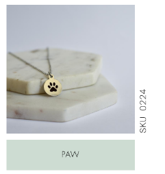 Metal Tag Necklace - Paw Print